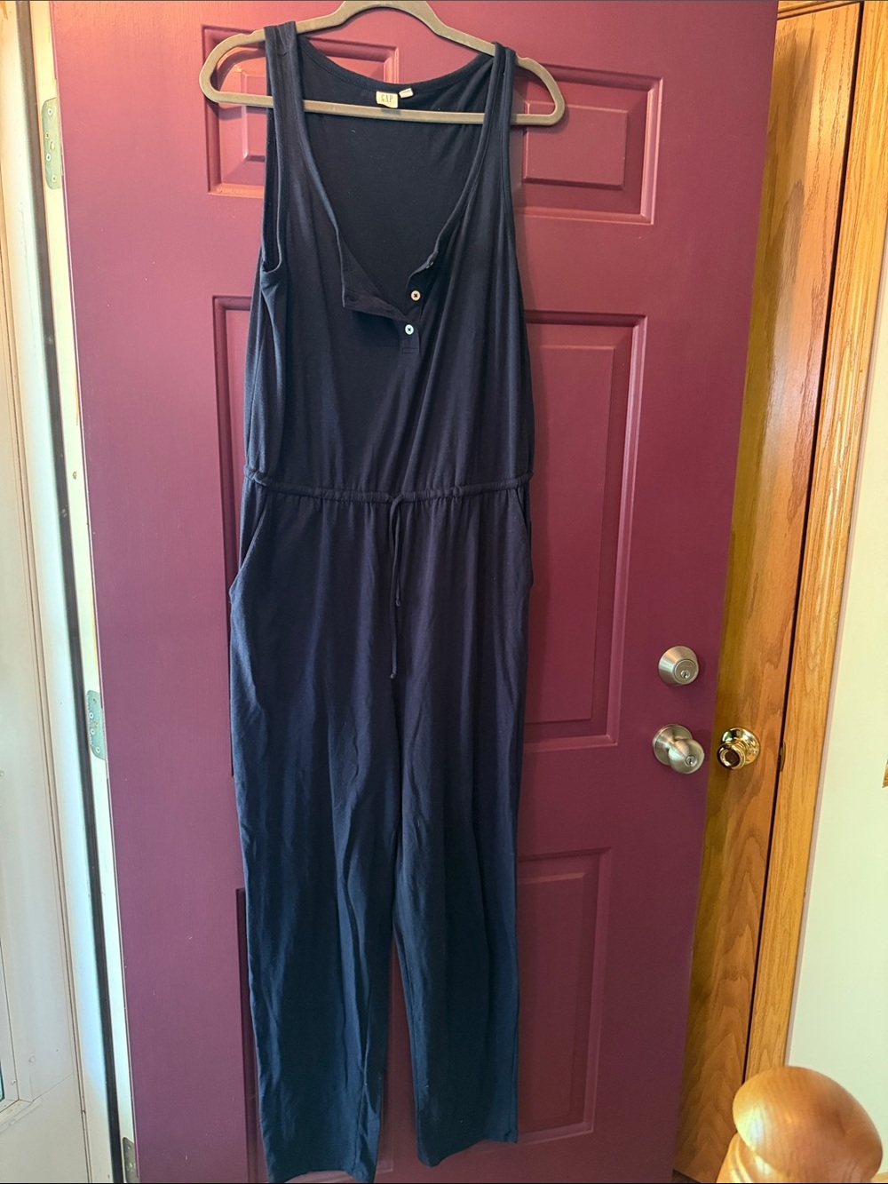 Sleeveless Navy Jumpsuit with Drawstring Waist